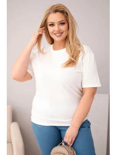 Dámská bavlněná halenka Plus Size s krátkým rukávem basic bílá