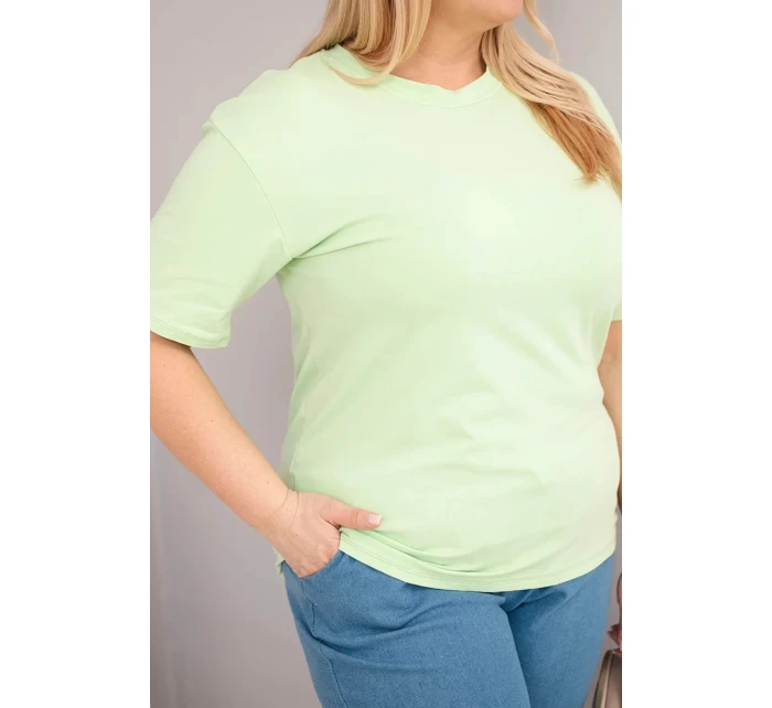 Dámská bavlněná halenka Plus Size s krátkým rukávem basic model 22021068 - K-Fashion Dámská bavlněná halenka Plus Size s krátkým rukávem basic model 22021068 - K-Fashion