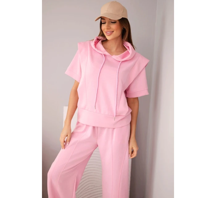 Dámská souprava máslová mikina s kapucí a volné kalhoty se šňůrkou cukrově růžová Dámská souprava máslová mikina s kapucí a volné kalhoty se šňůrkou cukrově růžová