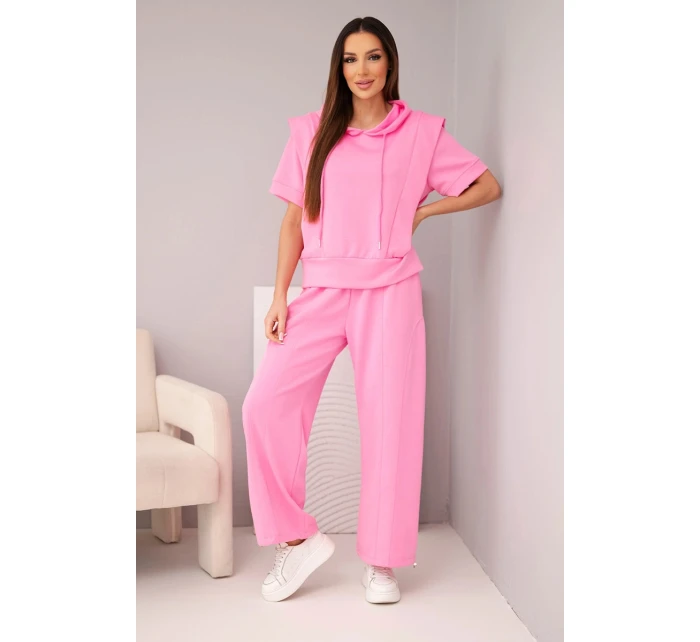Dámský máslový komplet mikina s kapucí a volné kalhoty se šňůrkou světle růžová Dámský máslový komplet mikina s kapucí a volné kalhoty se šňůrkou světle růžová