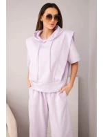 Dámský komplet máslový, mikina s kapucí a volné kalhoty se zavazováním světle fialová Dámský komplet máslový, mikina s kapucí a volné kalhoty se zavazováním světle fialová