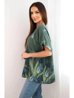 Dámská bavlněná košile s květinovým vzorem tmavé khaki Dámská bavlněná košile s květinovým vzorem tmavé khaki