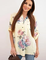 Dámská bavlněná halenka s květinovým vzorem žlutá