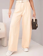 Dámské bavlněné kalhoty se širokou nohavicí a s páskem meruňkové