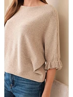 Dámský svetr typu netopýr s kulatým výstřihem fuchsie