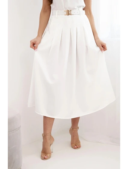Dámská viskózová sukně s páskem a záhyby ecru Dámská viskózová sukně s páskem a záhyby ecru