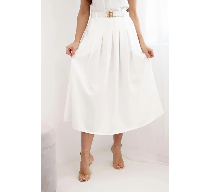 Dámská viskózová sukně s páskem a záhyby ecru Dámská viskózová sukně s páskem a záhyby ecru