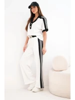 Dámský máslový komplet s polo mikinou a širokými kalhotami černý