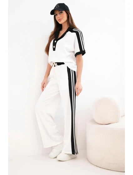 Dámský máslový komplet s polo mikinou a širokými kalhotami černý Dámský máslový komplet s polo mikinou a širokými kalhotami černý