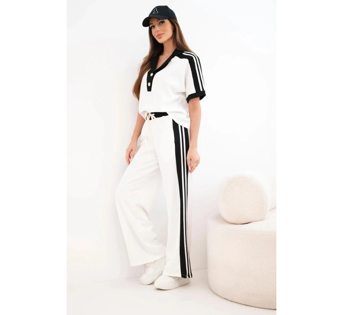 Dámský máslový komplet s polo mikinou a širokými kalhotami černý Dámský máslový komplet s polo mikinou a širokými kalhotami černý