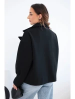 Dámská krátká dvouřadová bunda s límcem černá