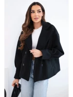 Dámská krátká dvouřadová bunda s límcem černá