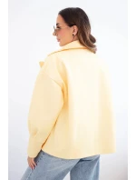 Dámská krátká model 22036097 bunda s límcem žlutá - K-Fashion