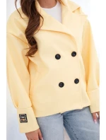 Dámská krátká model 22036097 bunda s límcem žlutá - K-Fashion