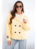 Dámská krátká model 22036097 bunda s límcem žlutá - K-Fashion