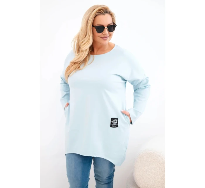 Dámská halenka Plus Size s delším zadním dílem a dlouhým rukávem tmavě mentolová Dámská halenka Plus Size s delším zadním dílem a dlouhým rukávem tmavě mentolová