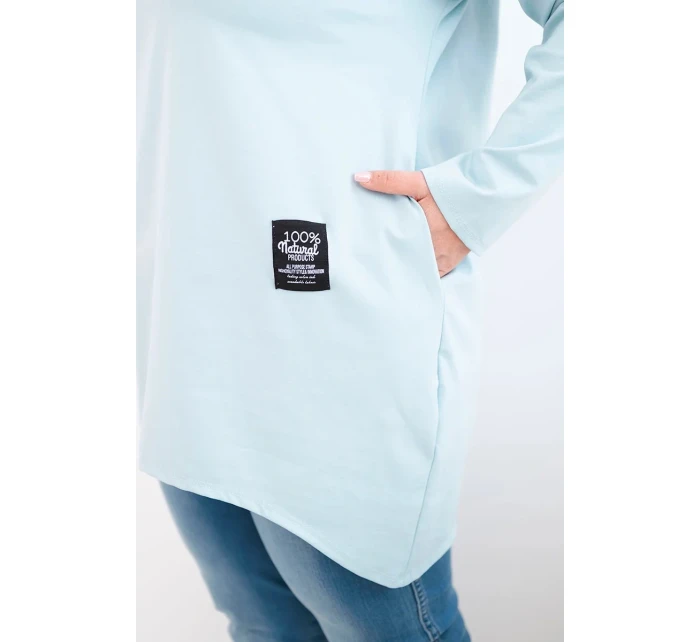 Dámská halenka Plus Size s delším zadním dílem a dlouhým rukávem tmavě mentolová Dámská halenka Plus Size s delším zadním dílem a dlouhým rukávem tmavě mentolová