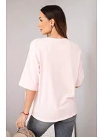 Dámská bavlněná oversize halenka s potiskem "Dog Fashion" cukrově růžová