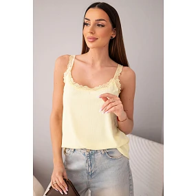 Dámská halenka na ramínka s krajkovým model 22040206 žlutá - K-Fashion