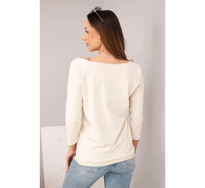 Dámská halenka s lodičkovým výstřihem světle béžová Dámská halenka s lodičkovým výstřihem světle béžová