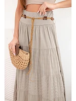 Dámská maxi bavlněná sukně s ažurovou výšivkou a elastickým pasem fango