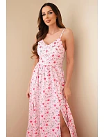 Dámské maxi květované šaty na ramínkách s vázáním na zádech cukrově růžová Dámské maxi květované šaty na ramínkách s vázáním na zádech cukrově růžová