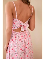 Dámské maxi květované šaty na ramínkách s vázáním na zádech cukrově růžová Dámské maxi květované šaty na ramínkách s vázáním na zádech cukrově růžová