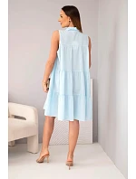 Dámské bavlněné košilové šaty bez rukávů s knoflíky modré