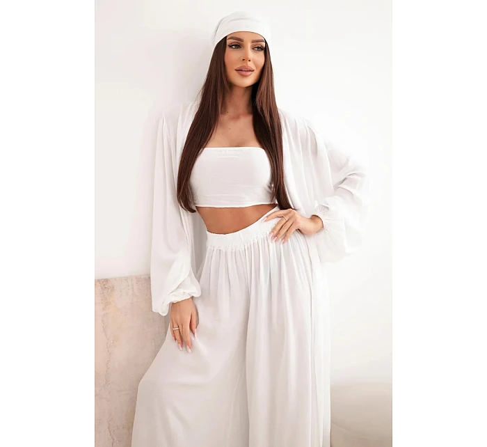 Dámský viskózový model 22084739 komplet v boho stylu bílý - K-Fashion Dámský viskózový model 22084739 komplet v boho stylu bílý - K-Fashion