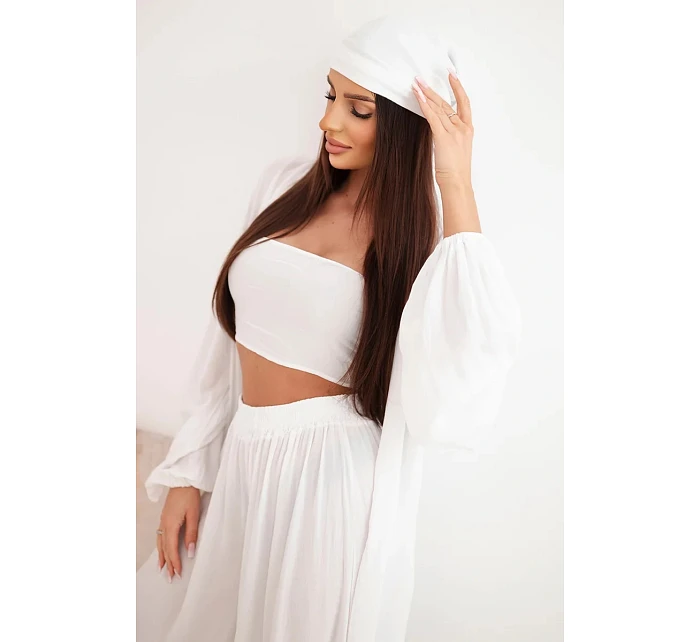 Dámský viskózový model 22084739 komplet v boho stylu bílý - K-Fashion Dámský viskózový model 22084739 komplet v boho stylu bílý - K-Fashion