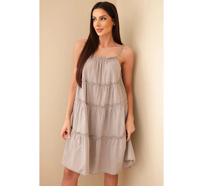 Dámské bavlněné šaty na ramínka s volány fango Dámské bavlněné šaty na ramínka s volány fango