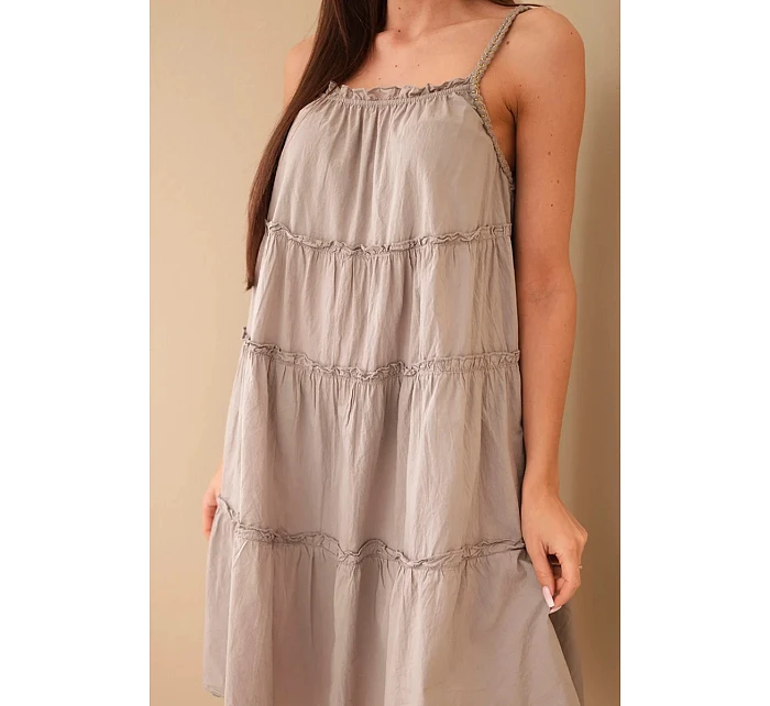 Dámské bavlněné šaty na ramínka s volány fango Dámské bavlněné šaty na ramínka s volány fango