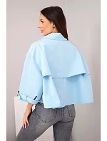 Dámská jarní bavlněná bunda model 22084761 na knoflíky s límcem modrá - K-Fashion