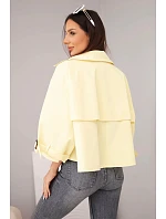 Dámská jarní bavlněná bunda model 22084765 na knoflíky s límcem žlutá - K-Fashion