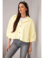 Dámská jarní bavlněná bunda model 22084765 na knoflíky s límcem žlutá - K-Fashion