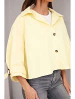 Dámská jarní bavlněná bunda model 22084765 na knoflíky s límcem žlutá - K-Fashion