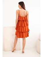 Dámské mini šaty na ramínkách s volánky model 22084787 - K-Fashion Dámské mini šaty na ramínkách s volánky model 22084787 - K-Fashion