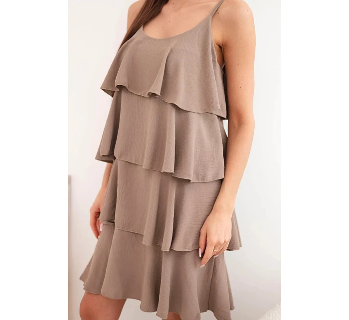 Dámské šaty na ramínka s volánky mini fango Dámské šaty na ramínka s volánky mini fango