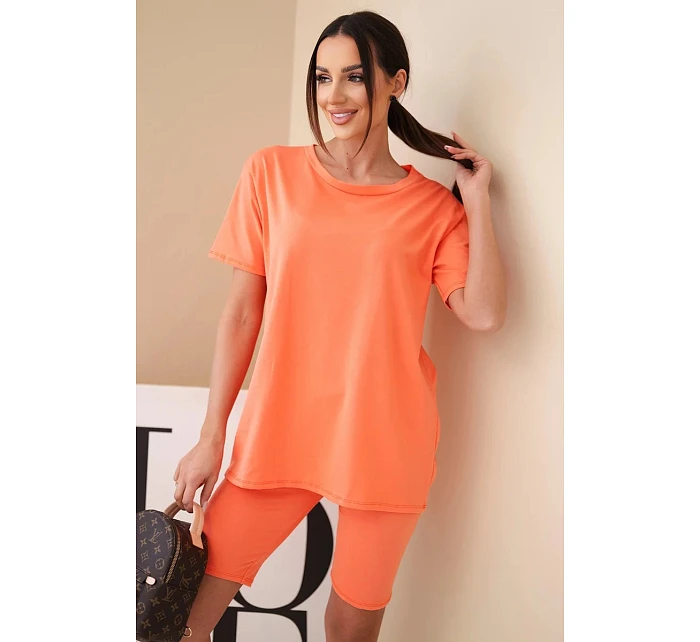 Dámský bavlněný komplet s krátkým rukávem a šortkami žlutý Dámský bavlněný komplet s krátkým rukávem a šortkami žlutý