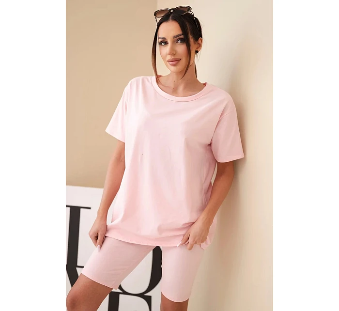 Dámský bavlněný komplet s krátkým rukávem a šortkami žlutý Dámský bavlněný komplet s krátkým rukávem a šortkami žlutý