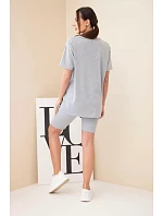 Dámský bavlněný komplet s krátkým rukávem a šortkami žlutý