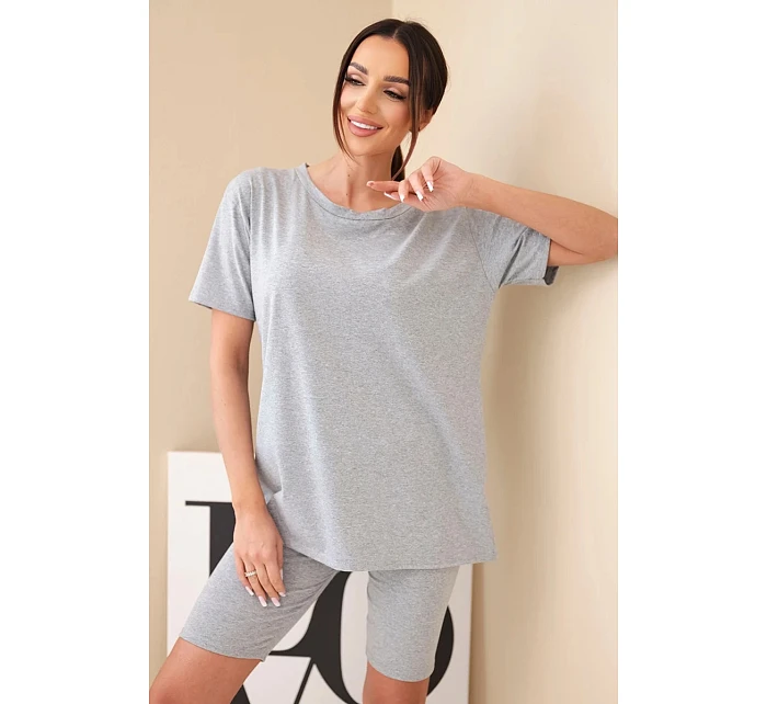 Dámský bavlněný komplet s krátkým rukávem a šortkami žlutý Dámský bavlněný komplet s krátkým rukávem a šortkami žlutý