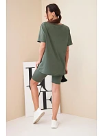 Dámský bavlněný komplet s krátkým rukávem a šortkami žlutý