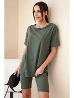 Dámský bavlněný komplet s krátkým rukávem a šortkami žlutý