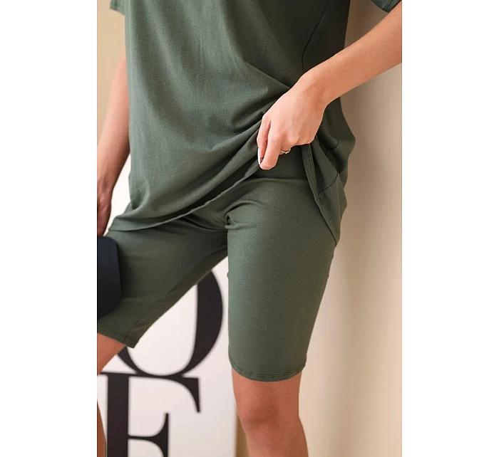 Dámský bavlněný komplet s krátkým rukávem a šortkami žlutý Dámský bavlněný komplet s krátkým rukávem a šortkami žlutý