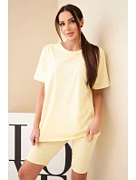 Dámský bavlněný komplet s krátkým rukávem a šortkami žlutý