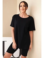 Dámský bavlněný komplet s krátkým rukávem a šortkami žlutý