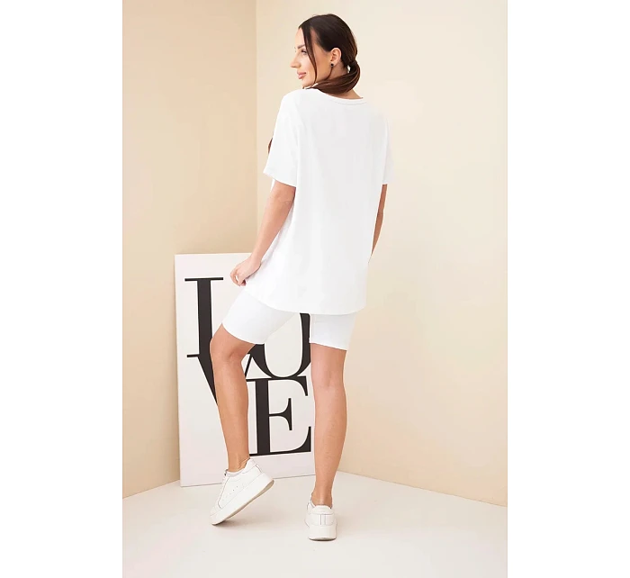 Dámský bavlněný komplet s krátkým rukávem a šortkami žlutý Dámský bavlněný komplet s krátkým rukávem a šortkami žlutý