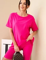 Dámský bavlněný komplet s krátkým rukávem a šortkami žlutý