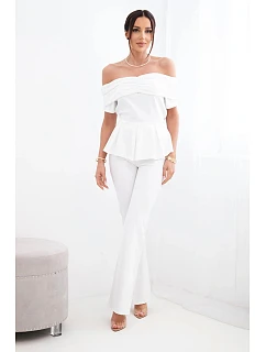 Dámský bavlněný komplet s krátkým rukávem a šortkami žlutý